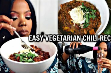 COOK WITH ME | ULTIMATE VEGETARIAN CHILI RECIPE | EASY AFFORDABLE FALL MEAL UNDER $20 | TASTEPINK