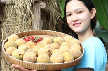 Yummy Sour Santol Mix chili Recipe - Santol Fruit Recipe - Village Food KH