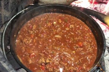 Dutch Oven Chili Over The Fire