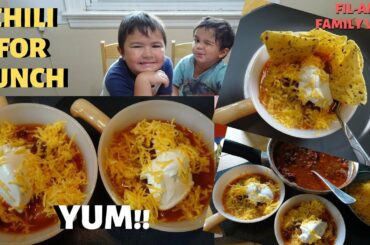 BUHAY AMERIKA:EASY CHILI RECIPE!! YUM!!:D  FIL-AM FAMILY VLOG FIL-AM KID