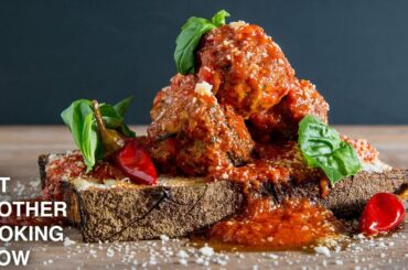 how to make SPICY CALABRIAN CHILI MEATBALLS in ARRABIATA sauce