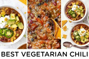 EASIEST VEGETARIAN CHILI RECIPE ‣‣ made in the slow cooker