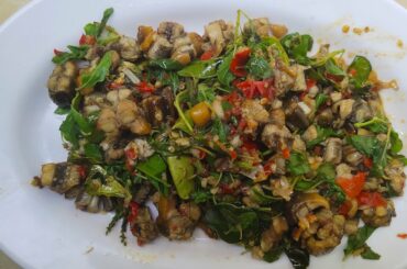 Yummy Stir Fry Eels Fish With Chili And Holy Basil - Spicy Tast