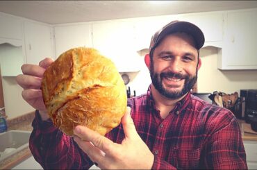 The EASIEST Bread EVER!  Crunchy, No Knead Recipe.