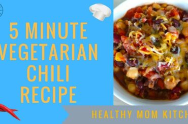 5 Minute Vegetarian Chili Recipe Made in the Slow Cooker