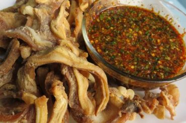 Fried Pork Ears And Spicy Chili Sauce / Asian Cooking Style