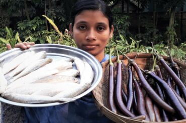 Village Food | Mater Tatka Begun and Bata Mach Jhol Recipe | Bengali Traditional Fish Curry