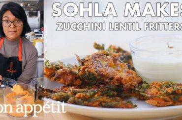 Sohla Makes Red Lentil Zucchini Fritters | From the Test Kitchen | Bon Appétit