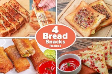 4 Easy Bread Snacks Recipes | Omelette Sandwich |Garlic Cheese |Cheese Toast| Potato Bread | Toasted