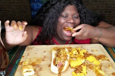 Polish Sausage  Chili Cheese Dog Mukbang