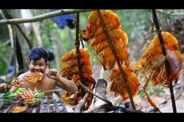 Cooking Shrimp bbq eat with Chili Sauce Recipe - Grilled Shrimp bbq in Frorest
