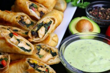 Southwestern Egg Rolls - Chili's CopyCat - Plus Avocado Dip - Kelvin's Kitchen