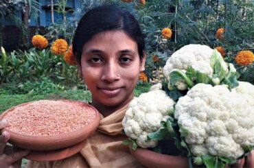 Super Tasty Village Food Recipe | Cauliflower and Mosur Dal Curry Cooking By Street Village Food
