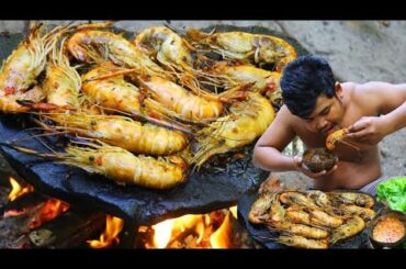Cooking Lobster on Rock Recipe - Cook Shrimp eat with hot Chili Sauce