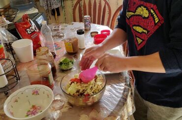 MADE A CABBAGE SALAD WITH PORK MEAT, CHILI PEPPERS RECIPE