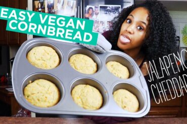 Easy Vegan Cornbread Recipe | Jalapeno Cheddar Cornbread