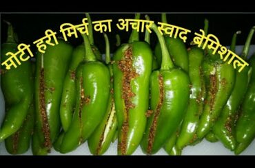 Green chilli pickle/Moti Hari mirch ka Achaar-recipe in hindi (you can store this for one year)