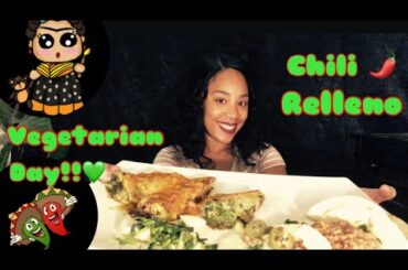 Vegetarian day//Mama appetite’s chili rellenos  and cheesy beans