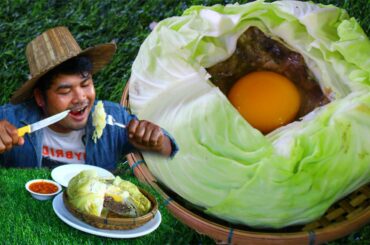 Cooking Pork meat Cabbage eat with Chili sauce - Cook Cabbage Recipe with pork meat