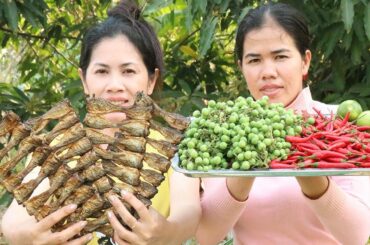 Cooking Fry Grind Pea Eggplant With Best Chili Recipe | Eating Vegetable With Chili | Khmer Food TV