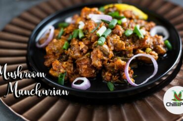 Mushroom Manchurian Recipe | Indo Chinese Starter | spicy mushroom recipe - Chili in a pod