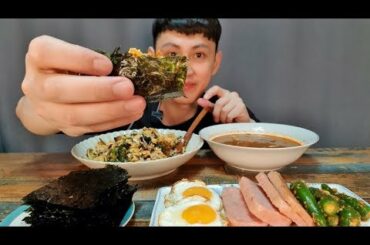 Bibimbap, fried eggs, spam, chili MUKBANG