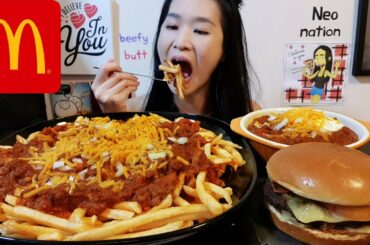 McDonald's Chili Cheese Fries & Chili Cheeseburger! Spicy Chili Recipe Cooking & Mukbang w/ Asmr