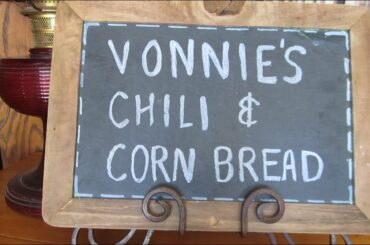 Vonnie's Texas Red Chili and Corn Bread with family