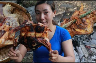 Testy grilled chicken with chili and lemongrass  in wild very delicious