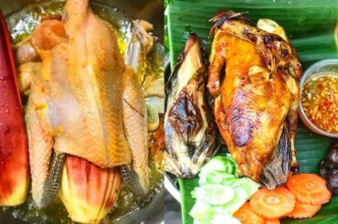 Cooking Tasty Chicken Recipes with Banana Flower​ eating with chili sauce