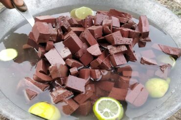 Pig Blood Fried Bean Sprouts / Pig Blood Curd Cooking Recipe