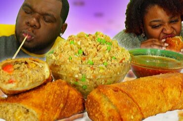 GIGANTIC CHEESESTEAK EGG ROLLS W/ THE BEST SWEET CHILI SAUCE!!! | MUKBANG + RECIPE | EATING SHOW