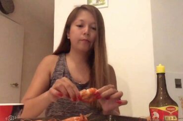 Chili oven grilled shrimp mukbang