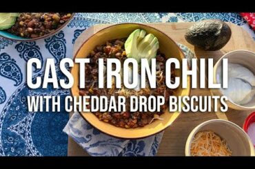 Cast Iron Chili + Cheddar Drop Biscuits | RV FOODIES!