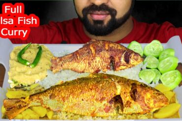 Full Hilsa Fish Curry,Fish Fry,Mashed Pulse,Cucumber,Green Chili,Rice Eating | Mukbang Eating Show |