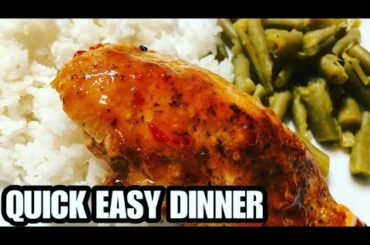 QUICK COOK WITH ME RED SWEET CHILI CHICKEN, WHITE RICE & GREENBEANS