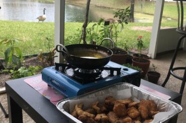 Outdoor Cooking mirchi bajji and raw banana bajji