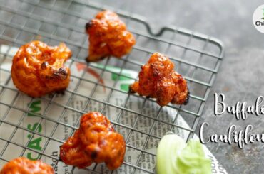 Vegan Buffalo Cauliflower recipe - Oven baked Crispy cauliflower recipe ASMR+Music - chili in a pod