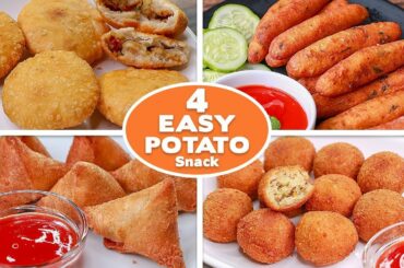 4 Easy Potato Snacks Recipes | Potato Bread Samosa | kachori | Potato Bites | Potato Finger |Toasted
