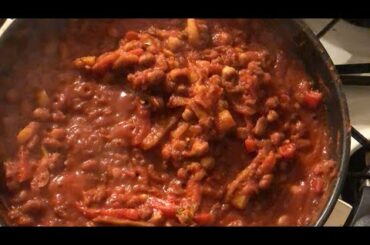 Cooking chili for dinner