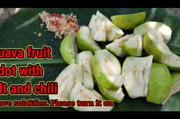 food. Guava fruit dot with salt and chili
