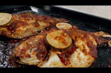 Grilled Pomfret fish with chili paste/ Sambal ikan bawal bakar || LomeXtolf
