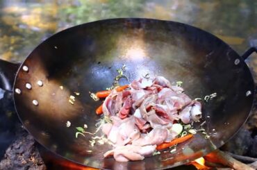 Cooking Chicken Liver n Heart Recipe with Chili,morning glory for Food