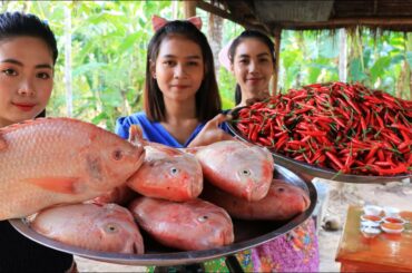 Amazing cooking red roasted fish with red chili recipe