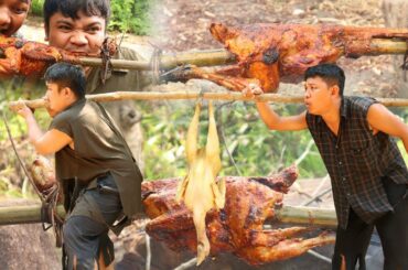 Yummy Cook Chicken thighs with Cucumbers and Salads vs Chili sauce - Survival skills Anywhere 2020