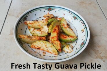 Tasty Fresh Guava Pickle with Chili Salt - My Style - Eating Guava Fruit - Sri Lanka
