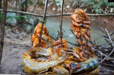 Cooking Shrimp eat with Chili Sauce Recipe   Grilled Shrimp​​​​ in Forest
