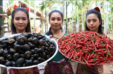 Tasty red chili stir-fry with snail recipe