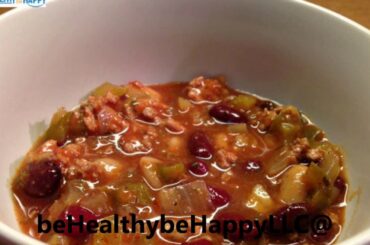 Slow Cooker or Crockpot Homemade Chili From Scratch Made With Ground Turkey, Veggies, Beans, Spices