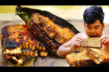 Cooking Lava Worm Honey Recipe - Cook Honey Comb,Lava Worm with Chili Delicious Food